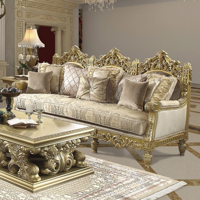 HD-372 - Loveseat - Silver With Gold Highlighting